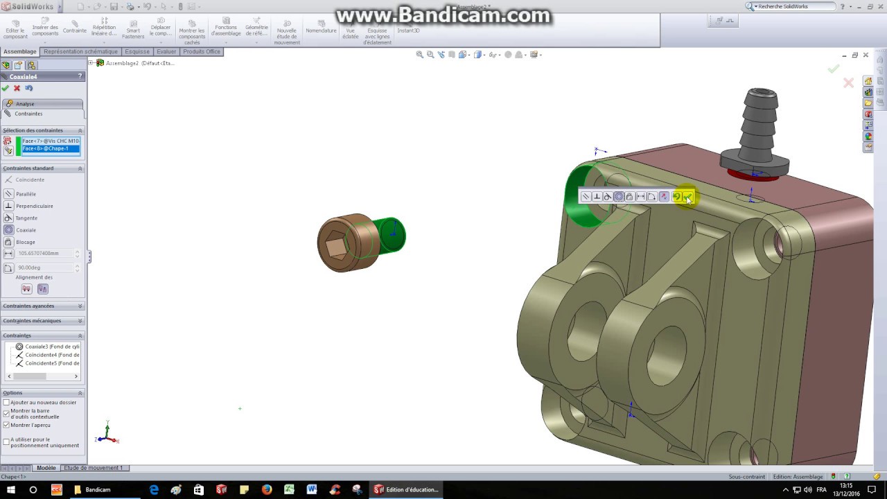 Vérin hydraulique TP20 Chape+fond de cylindre assemblage