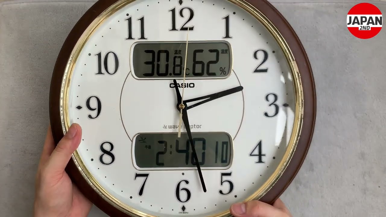 カシオCASIO ITM-800NJ メロディ時計 Melody clock  Hygrometer Night view 温度 湿度計 夜見えライト 秒針停止機能付き 電波アナデジ掛時計