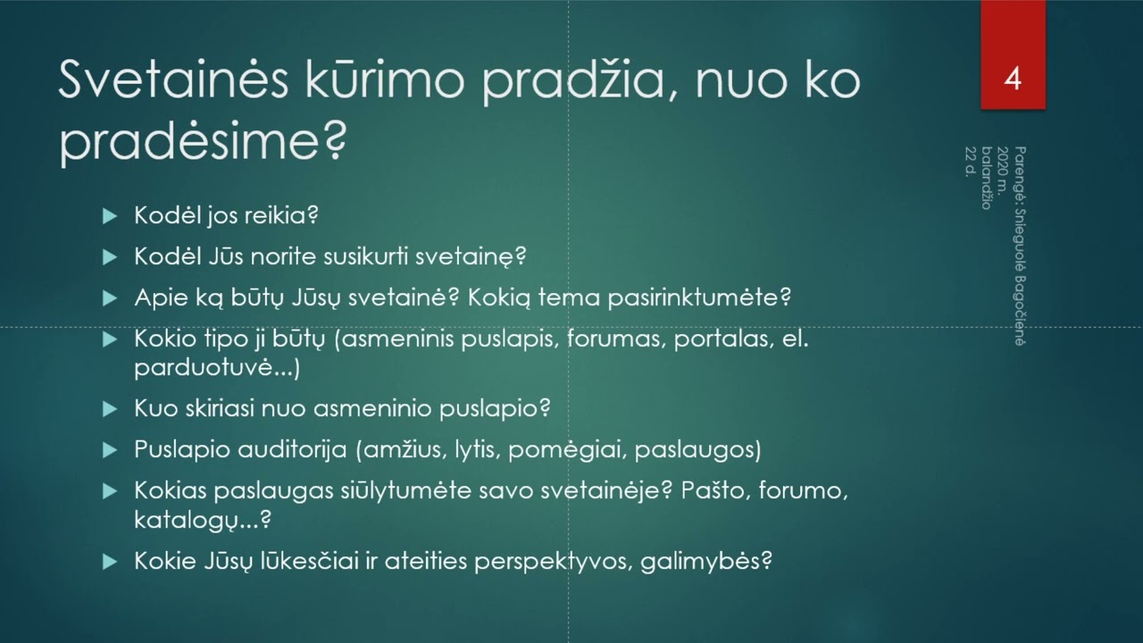 Web svetaines kūrimo etapai. Pagrindinės žymės HTML.