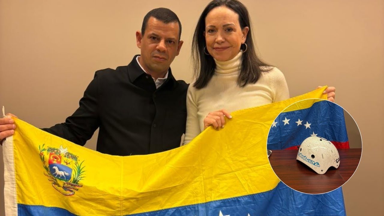 Mar&iacute;a Corina Machado se encontr&oacute; con el padre de Neomar Lander: recibi&oacute; el casco que ten&iacute;a al morir