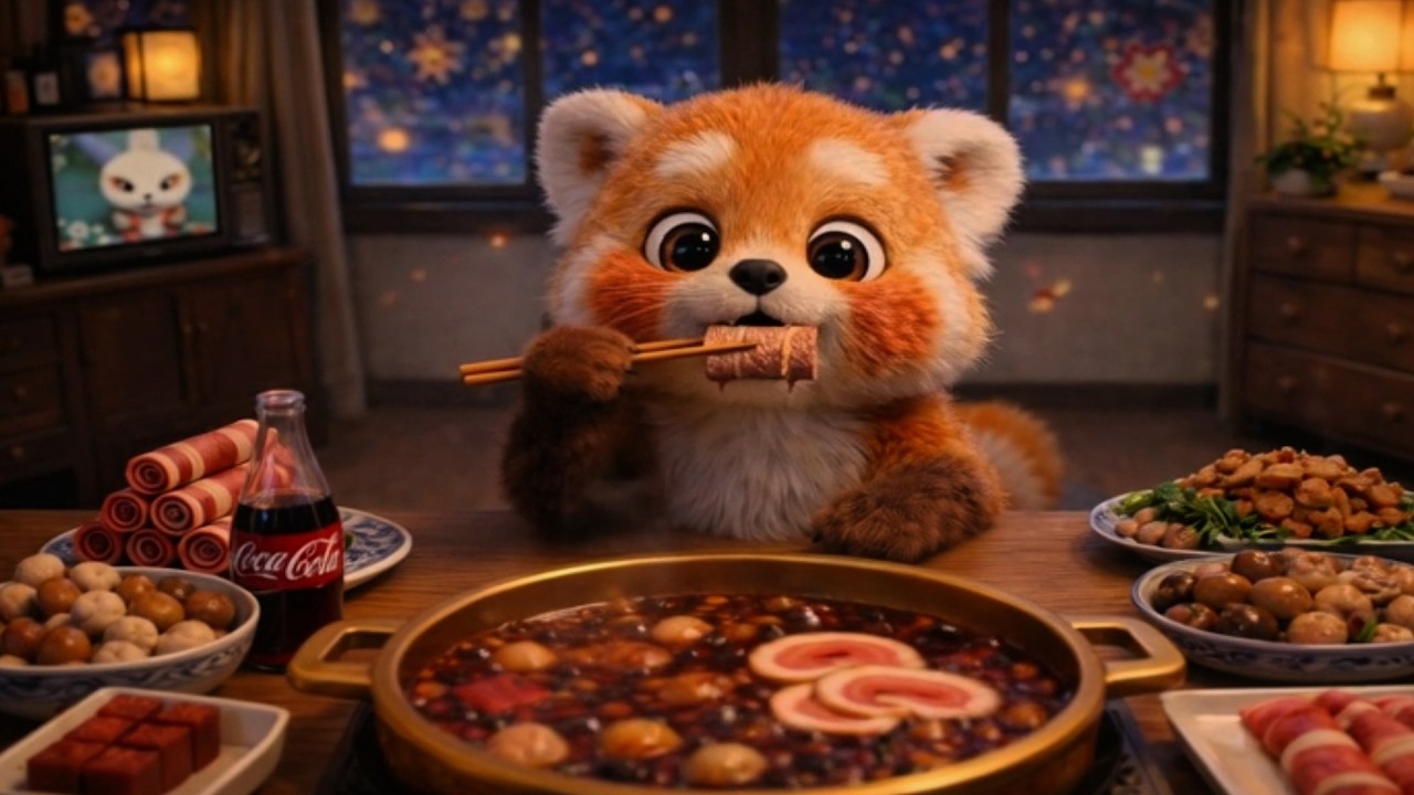 🍲Spicy Chinese Hot Pot Mukbang 🐻 ASMR Animation🐻 Cute Bubu & White Cat