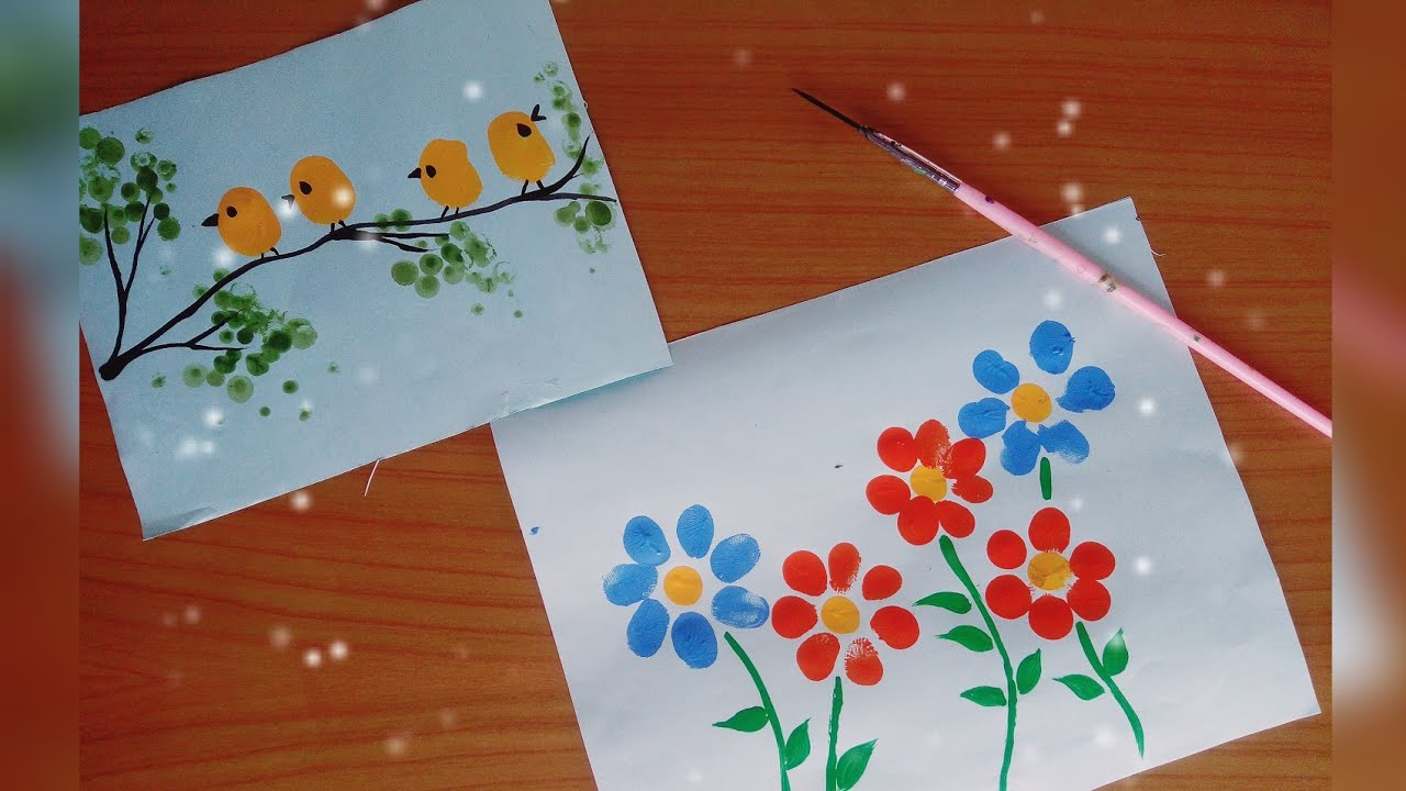 4🤩thumb painting ideas for kids - Finger painting for beginners - Finger painting animals-School DIY