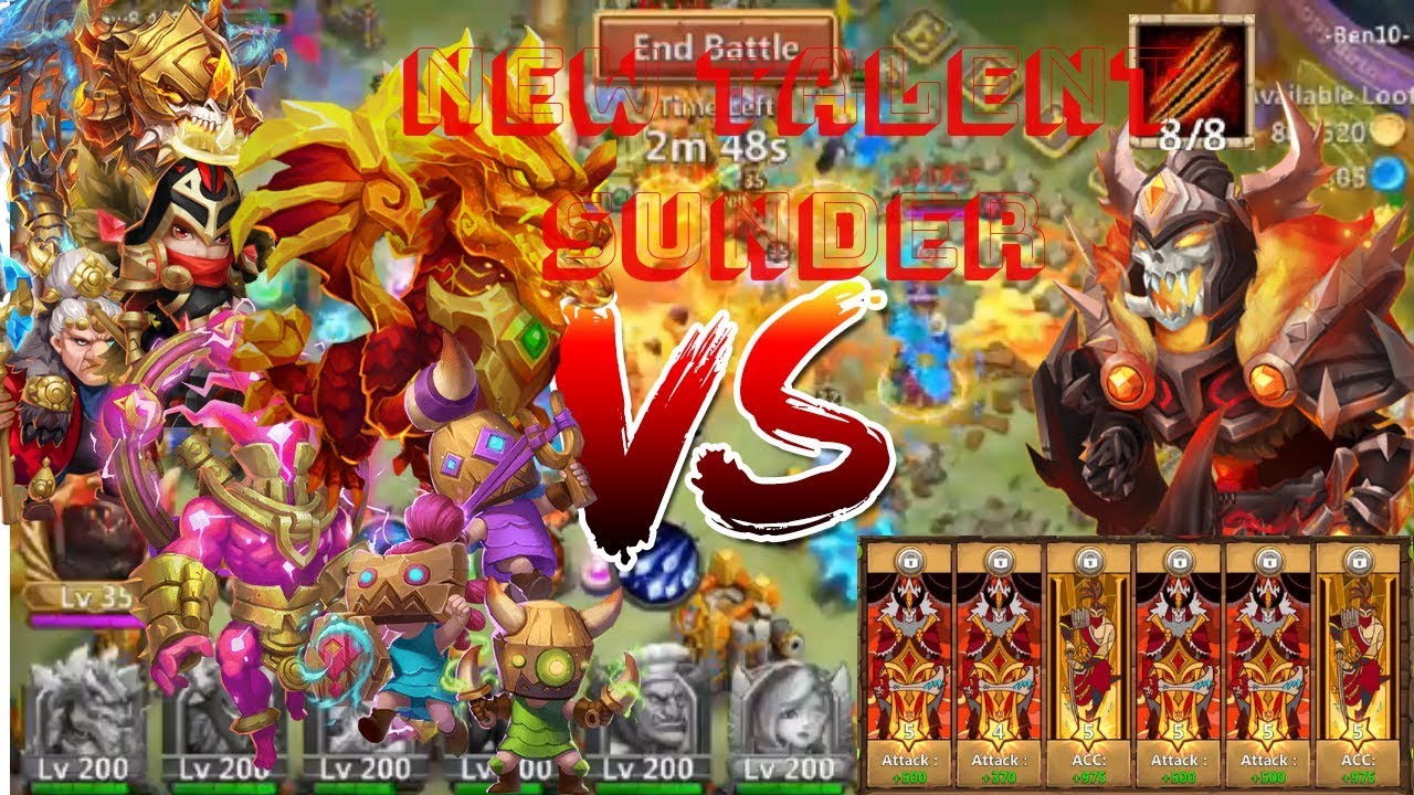 New Talent | Sunder | Skull Knight | vs | Top 10 | Heroes | Castle Clash