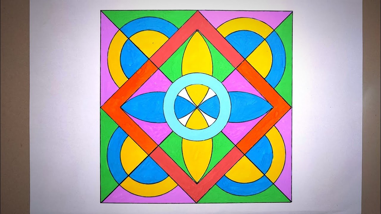 Geometric Square Design for Beginners | Super Easy Geometric Design Drawing | Geometric Design