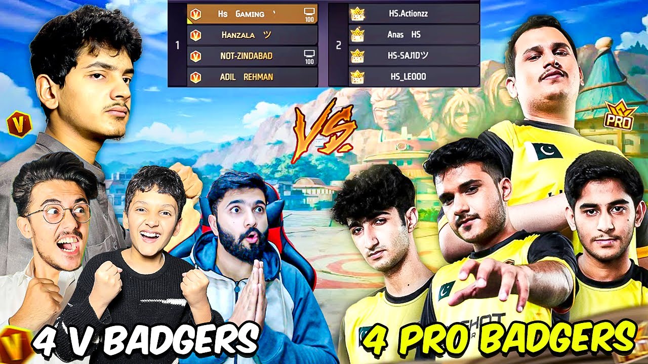 4 V-Badgers vs 4-Pro Badgers in Free Fire🔥🔥