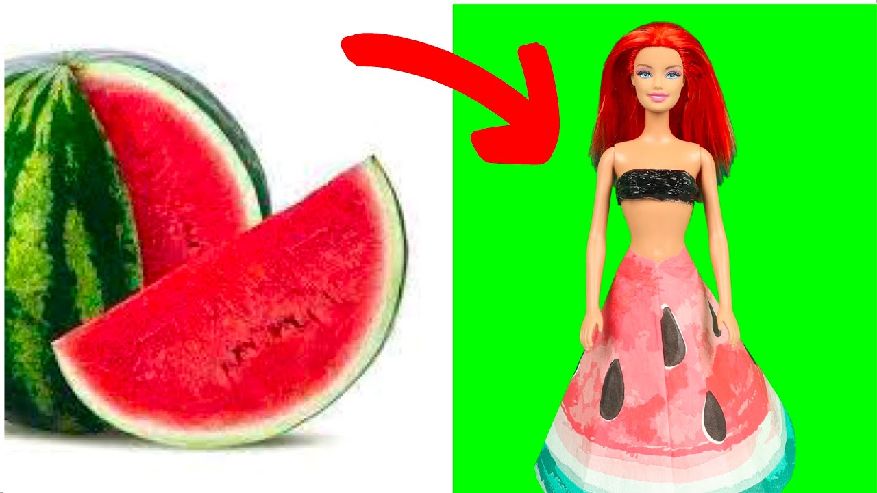 ETKİLEYİCİ DÖNÜŞÜM - DIY BARBIE SAÇ YAPIMI ve KIYAFET TASARIMI, Çanta Yapımı, Karpuz Stili Yaz Tarzı