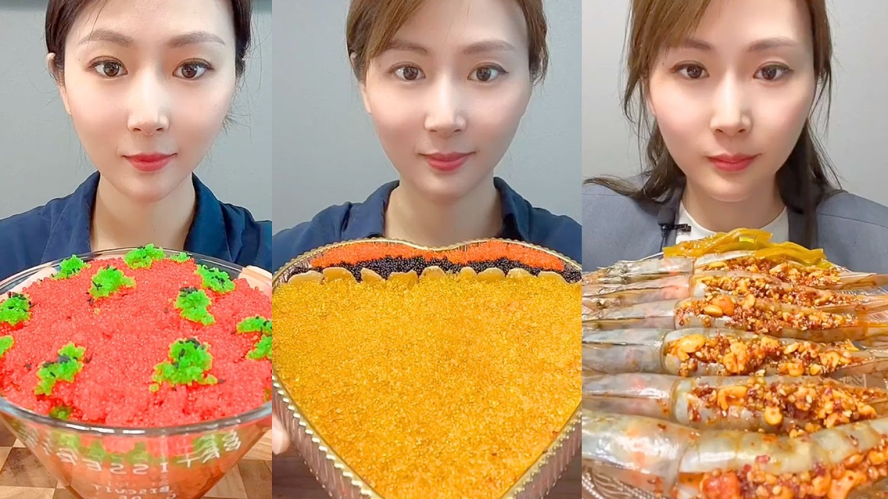 Chinese Colorful Fish Roe & Spicy Seafood ASMR | Crunchy Eating Sounds #113