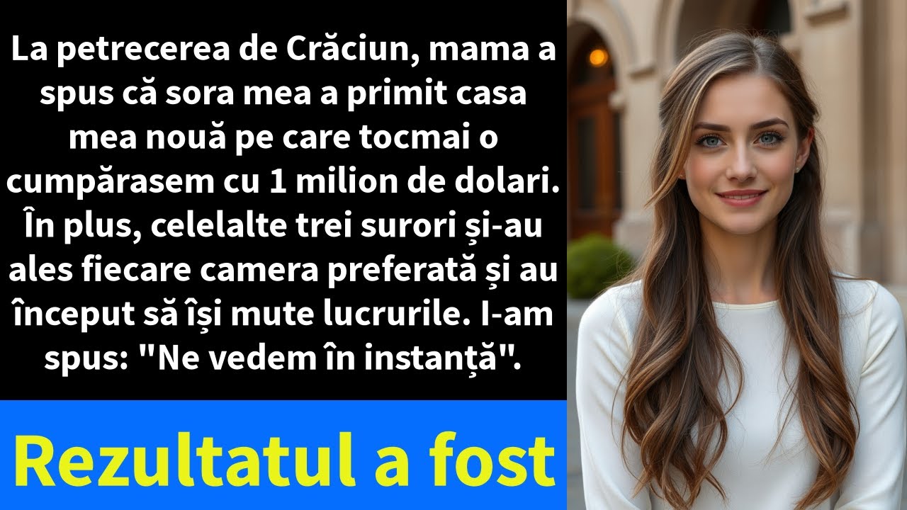 La petrecerea de Crăciun, mama a spus că sora mea a primit casa mea nouă pe care tocmai o cumpărasem