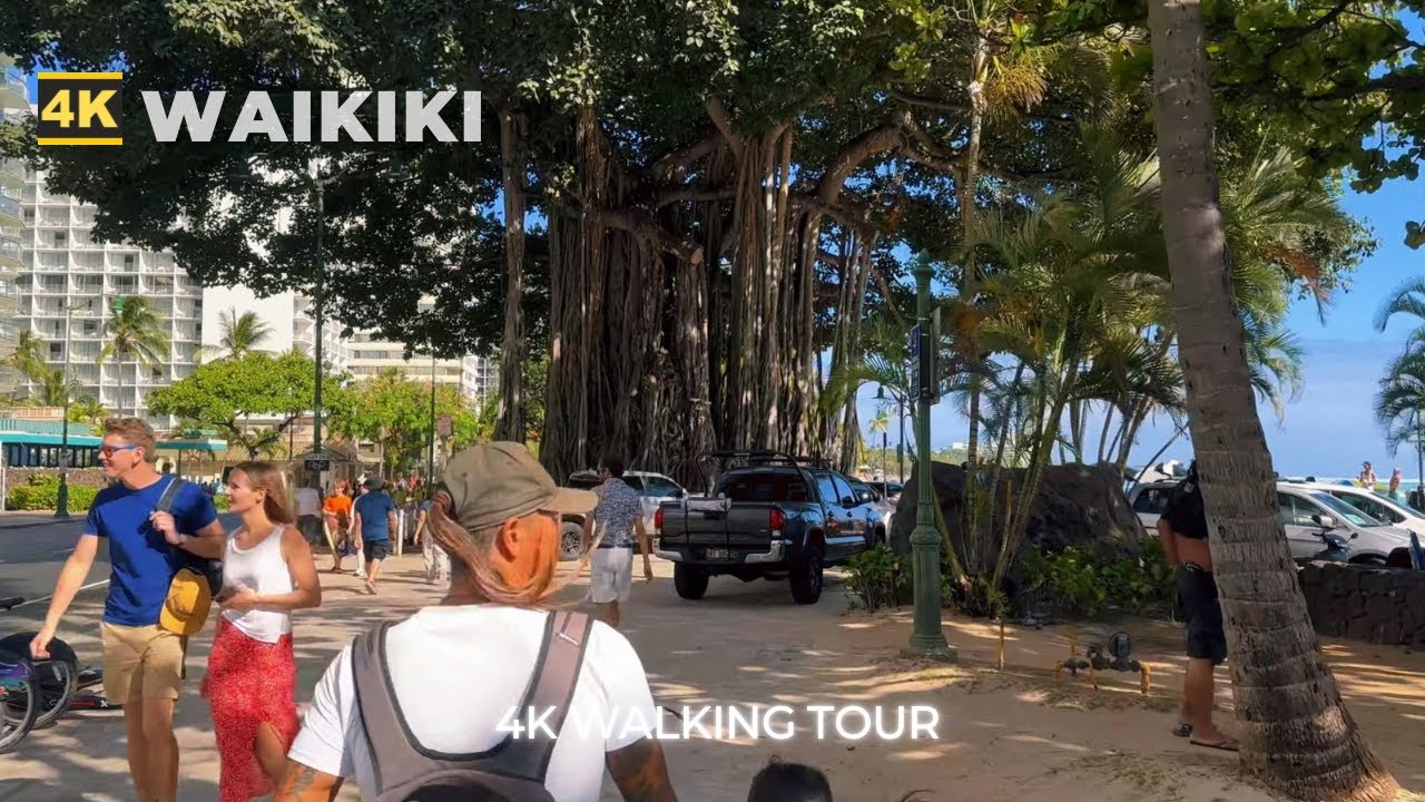 [4k] Hawaii - Waikiki Walk : What Kalakaua Ave is like
