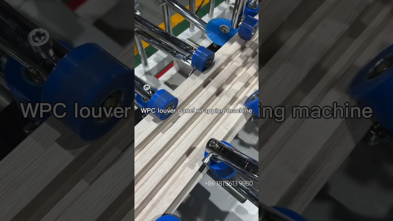 WPC louver wall panel, PVC profile wrapping lamination machine #wrappingmachine #lamination #pvc