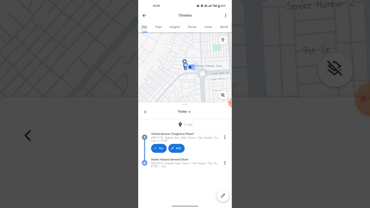 Google map timeline settings