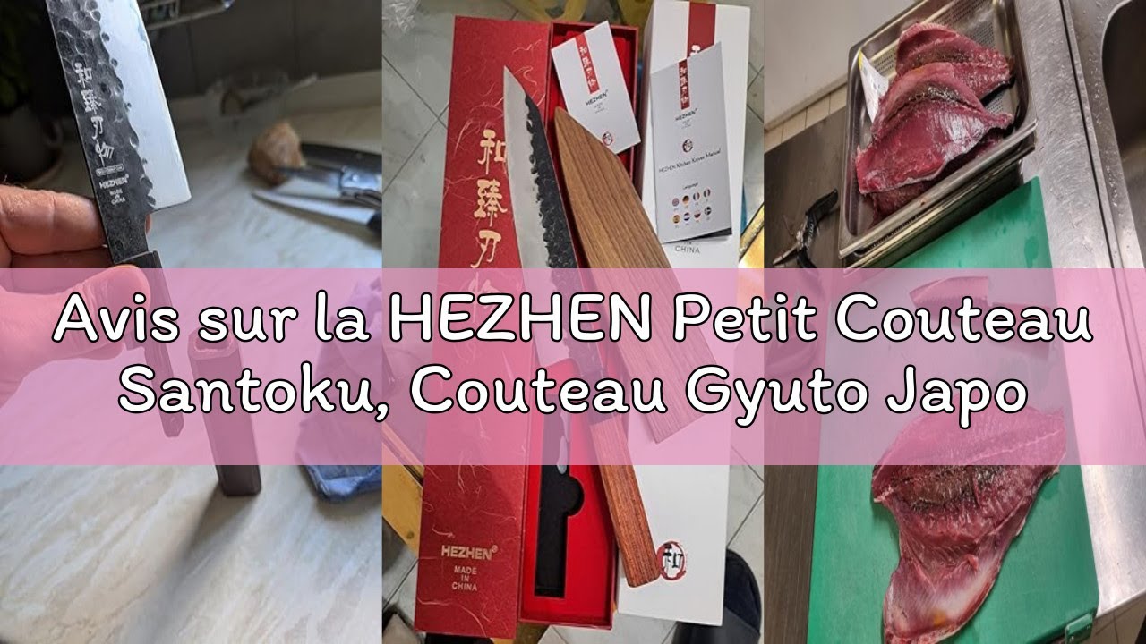 Avis sur la HEZHEN Petit Couteau Santoku, Couteau Gyuto Japonais Ultra Tranchant, Manche Octogonal e