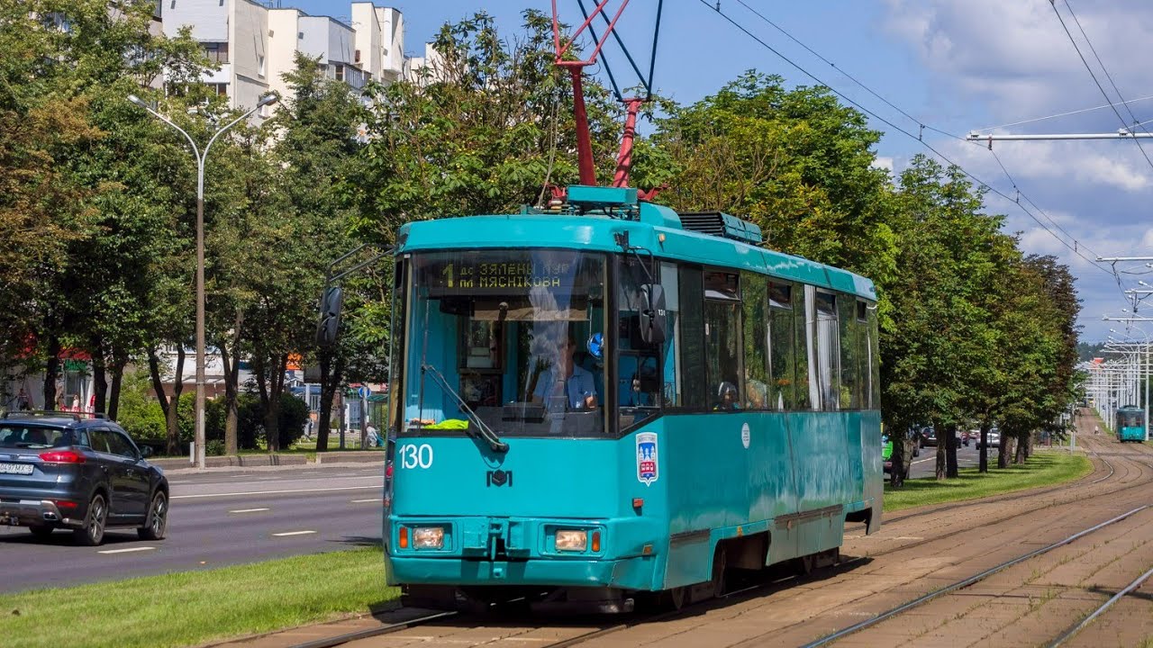 (МИНСК) Поездка в трамвае БКМ-60102 (Маршрут: 1, 130)