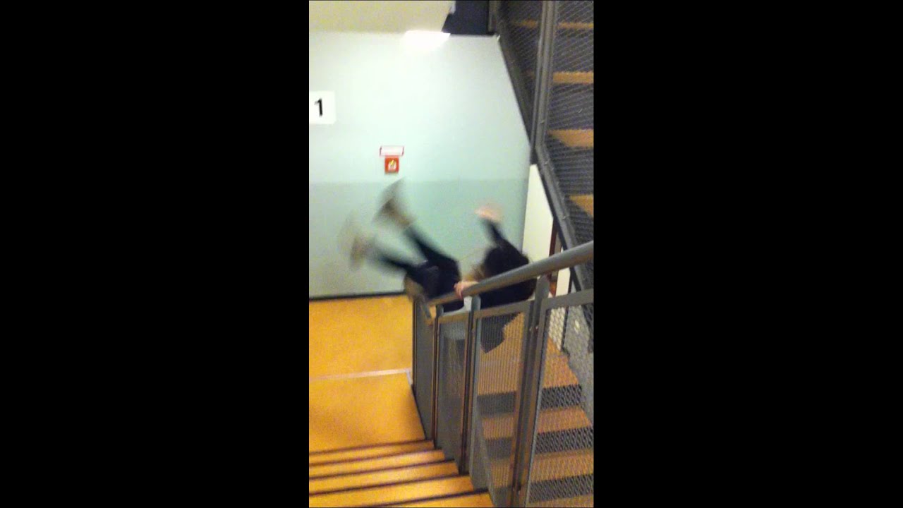 drunk girl falls down stairs badly