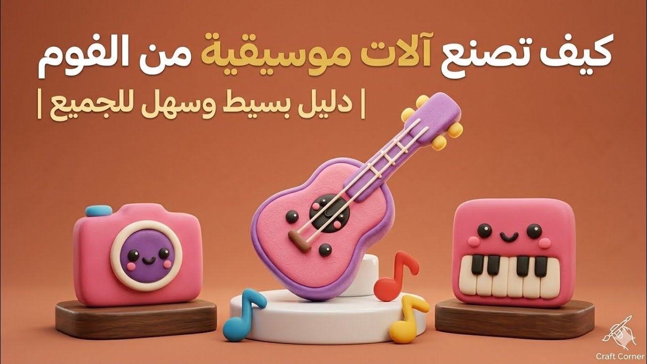 كيفية صنع آلة موسيقية مصغّرة من طين البوليمر خطوة بخطوة | Mini Polymer Clay Guitar Tutorial🎶