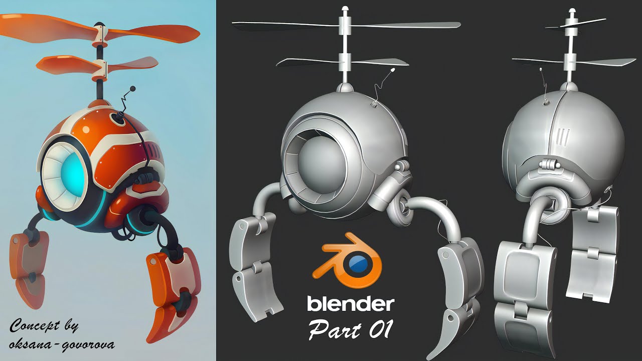 SCI -  FI Flying Robot Modeling Part 01 in Blender 4.2 | Blender Hard Surface Modeling Techniques