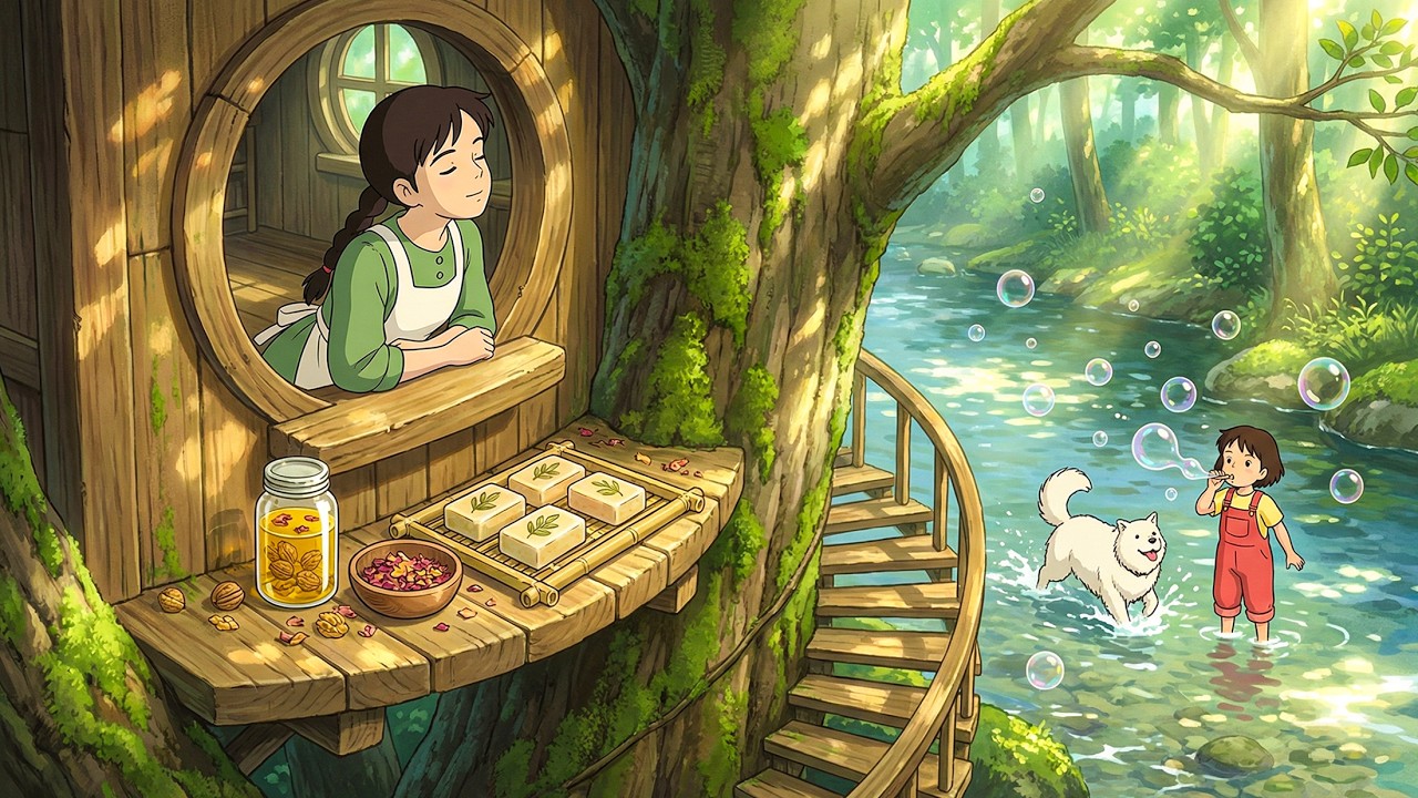 Spring Morning in the Forest House: Making Natural Soap & Walnut Oil | Ghibli-Style ASMR