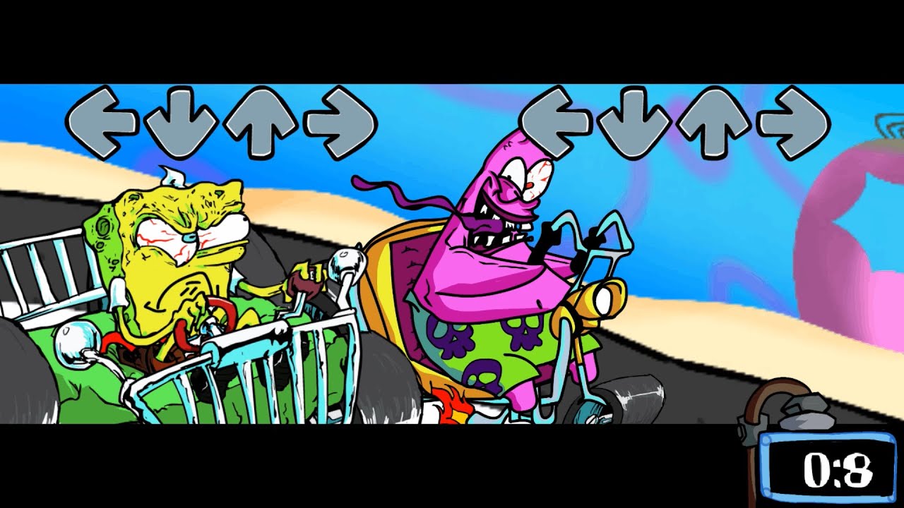 FNF: Гоночная битва между Губкой Бобом и Патриком // road rage recreation █ Friday Night Funkin' █