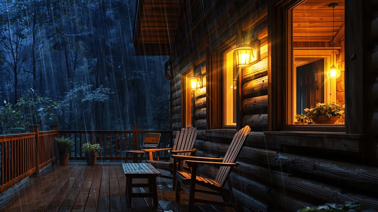 9 Hours of Heavy Rain on a Cozy Cabin Porch 🌧️ | Deep Sleep & Relaxing Rain Sounds