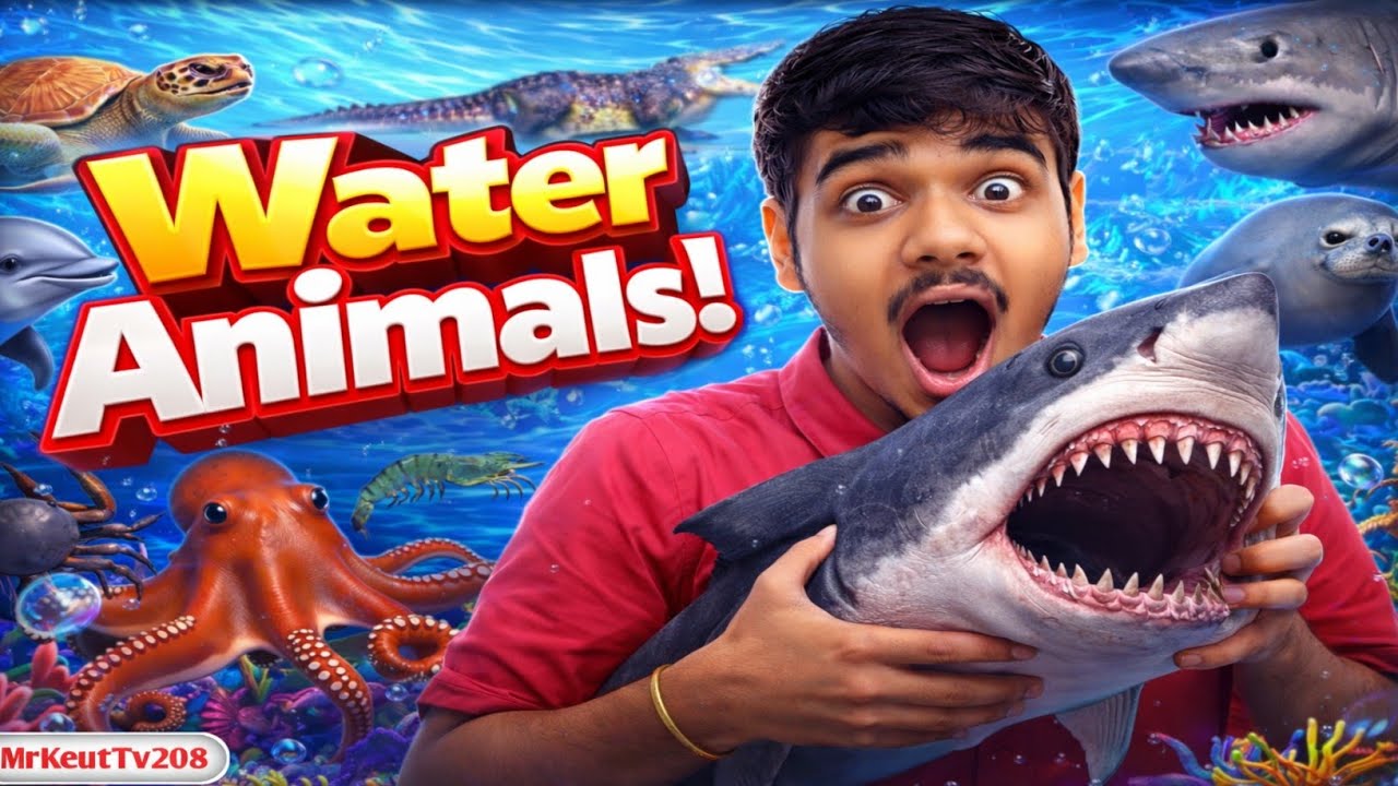पानी में रहने वाले जीवों के नाम🐳🦀 | Water Animals Name in Hindi & English|@MrKeutTV208 #wateranimals
