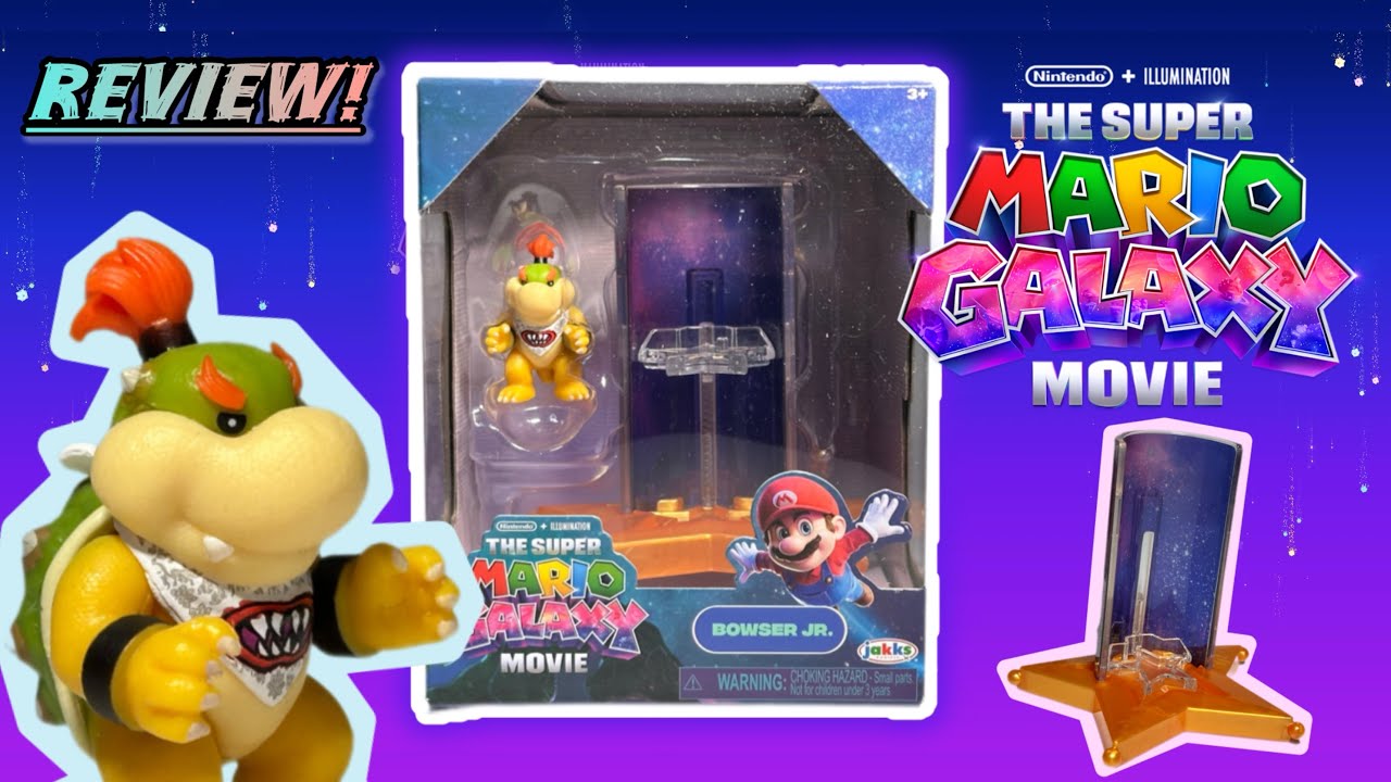 The Super Mario Galaxy Movie 1.5 inch Bowser Jr. Action Figure with Star Launcher Accessory #mario 