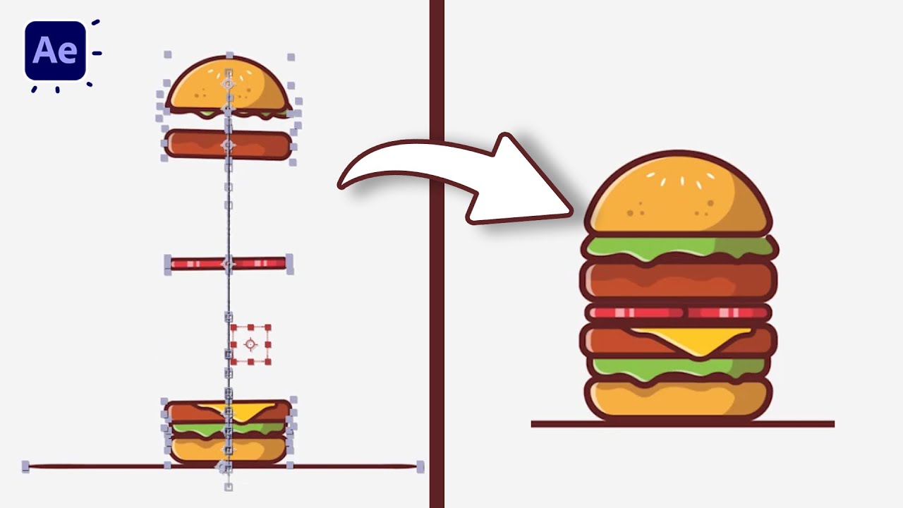 Burger Falling Animation in After Effects Tutorials