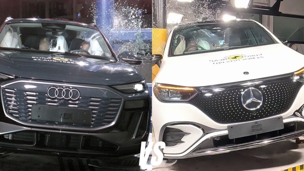 Сравнение краш-тестов Audi Q6 e-tron 2025 года и внедорожника Mercedes-Benz EQE | Результаты Euro...