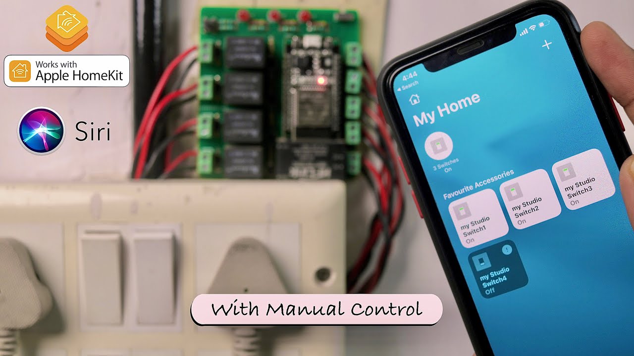 Apple Homekit, Siri and Manual Switches controlled appliances along with it's realtime feedback
