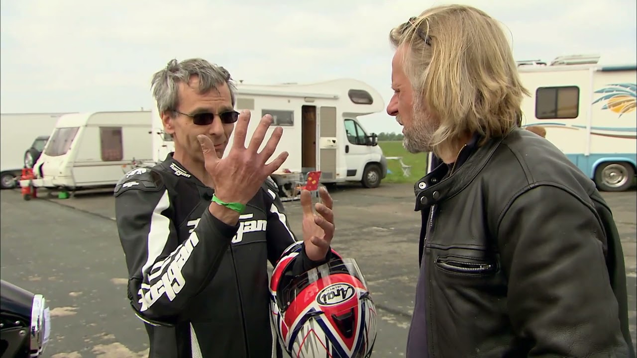 Allen Millyard rides his V10 Viper motorcycle at Elvington