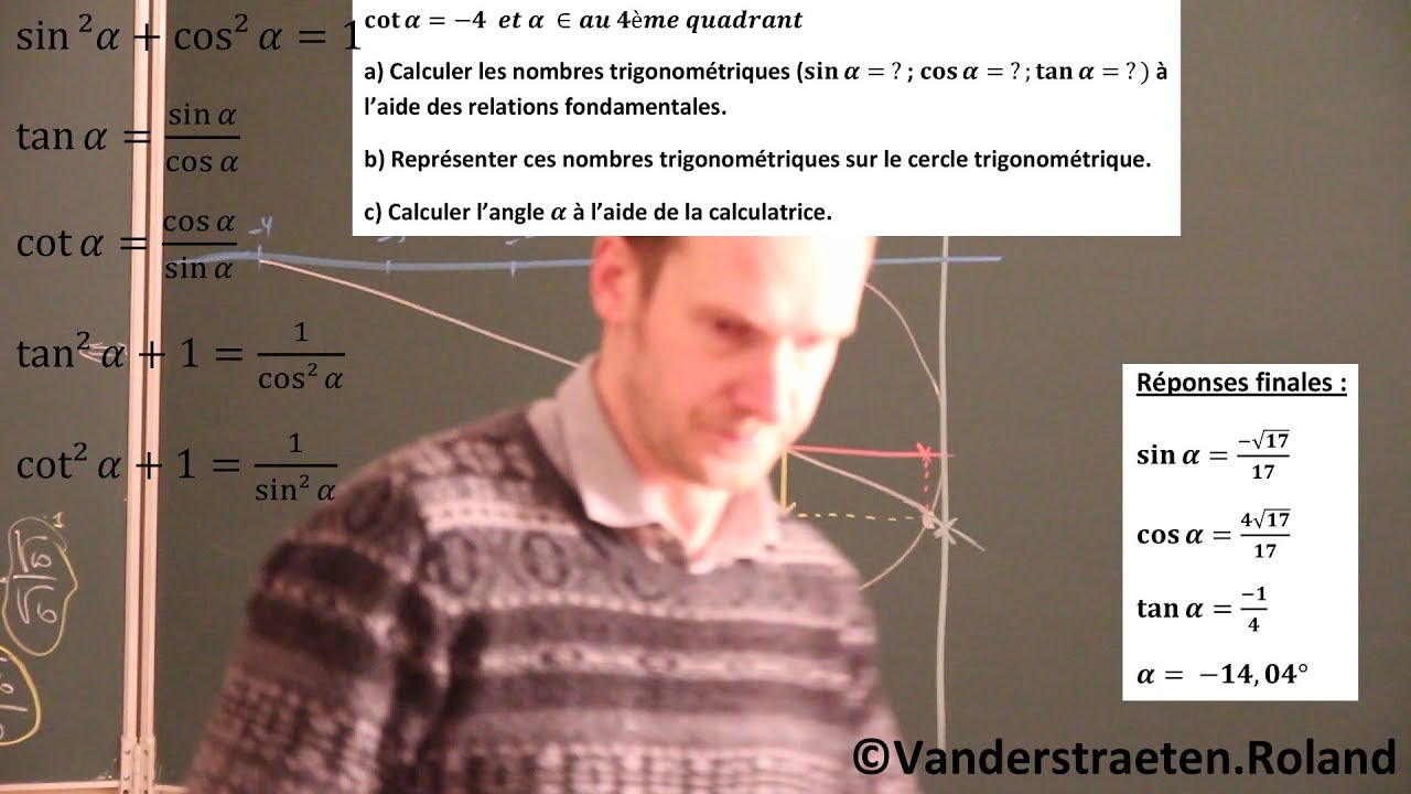 Cercle trigonométrique - Relations fondamentales - Représentations - Angles