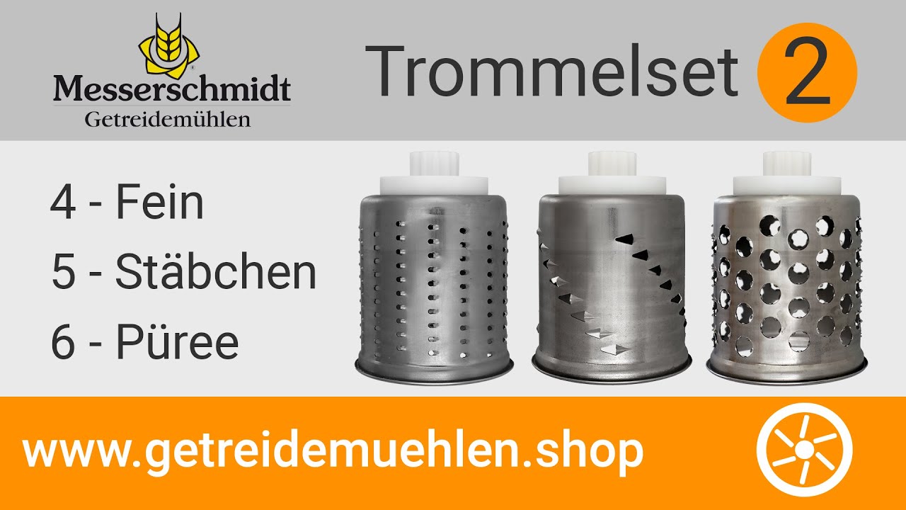 Messerschmidt Trommelset 2 für Gemüseschneider / Küchenmaschinenvorsätze