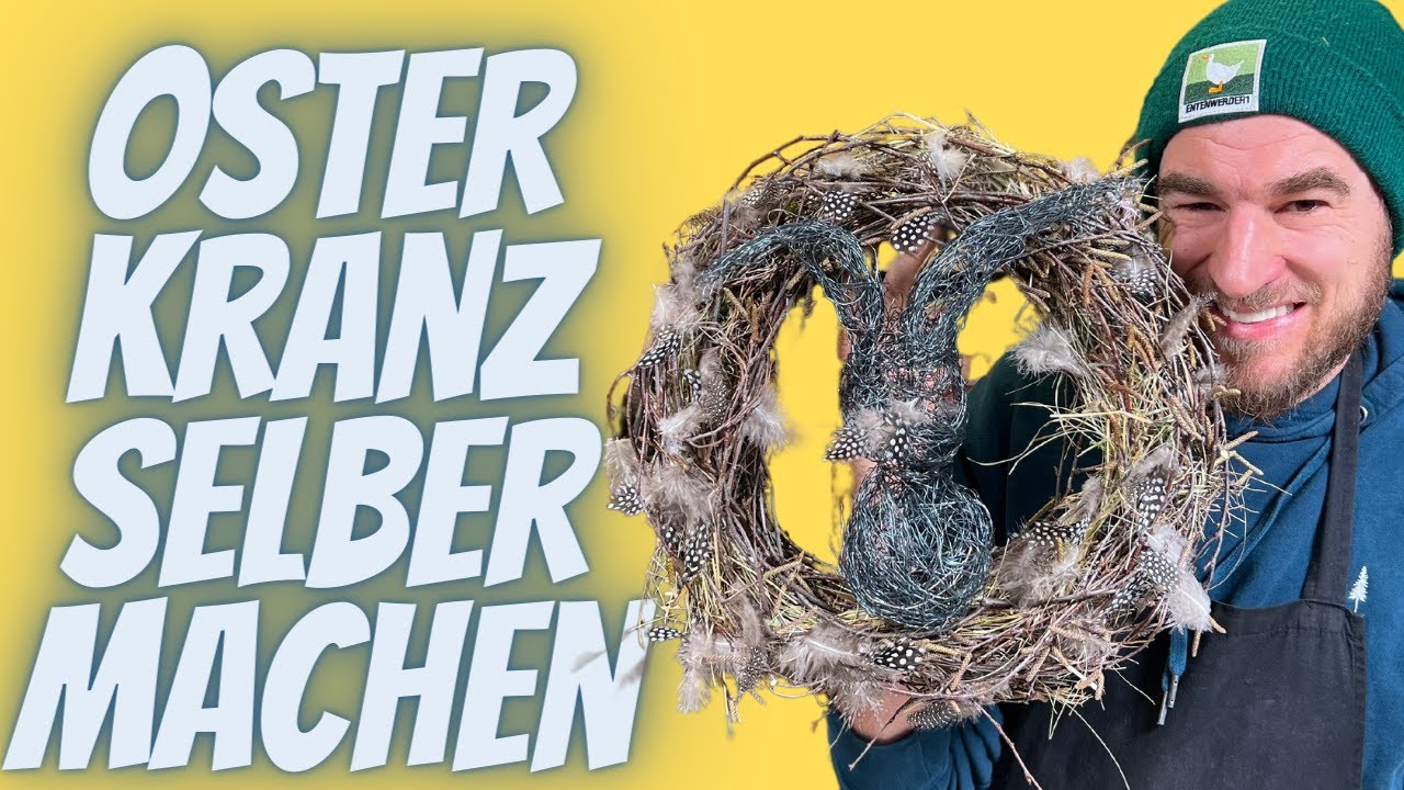 Türdeko Idee Ostern zum selber machen -  DIY Anleitung Osterkranz mit dem Gewissen etwas
