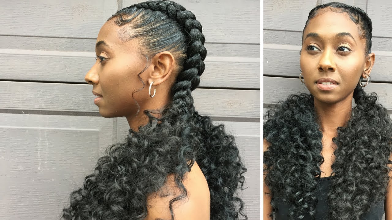 Feed In Braids with Curly Ends