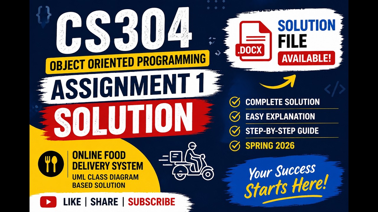 CS304 Assignment 1 Solution (Spring 2026) | UML Class Diagram | Complete Guide + Solution File