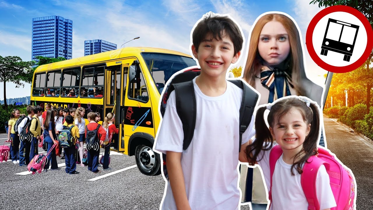 Mimi e Julinha ensina as regras do ônibus escolar com amigos | Mimi Julinha teach School bus rules