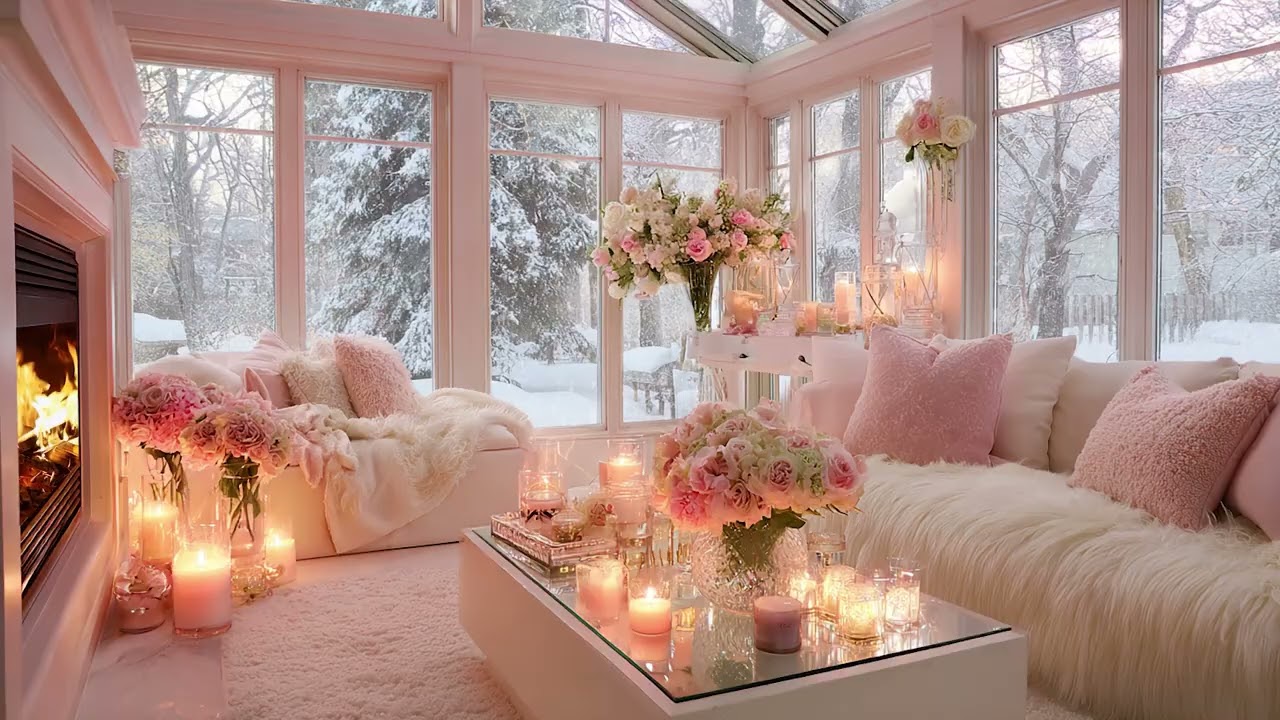 Winter Wind and Snow Beyond the Window | 3 Hours Fireplace Sounds to Relax and Sleep