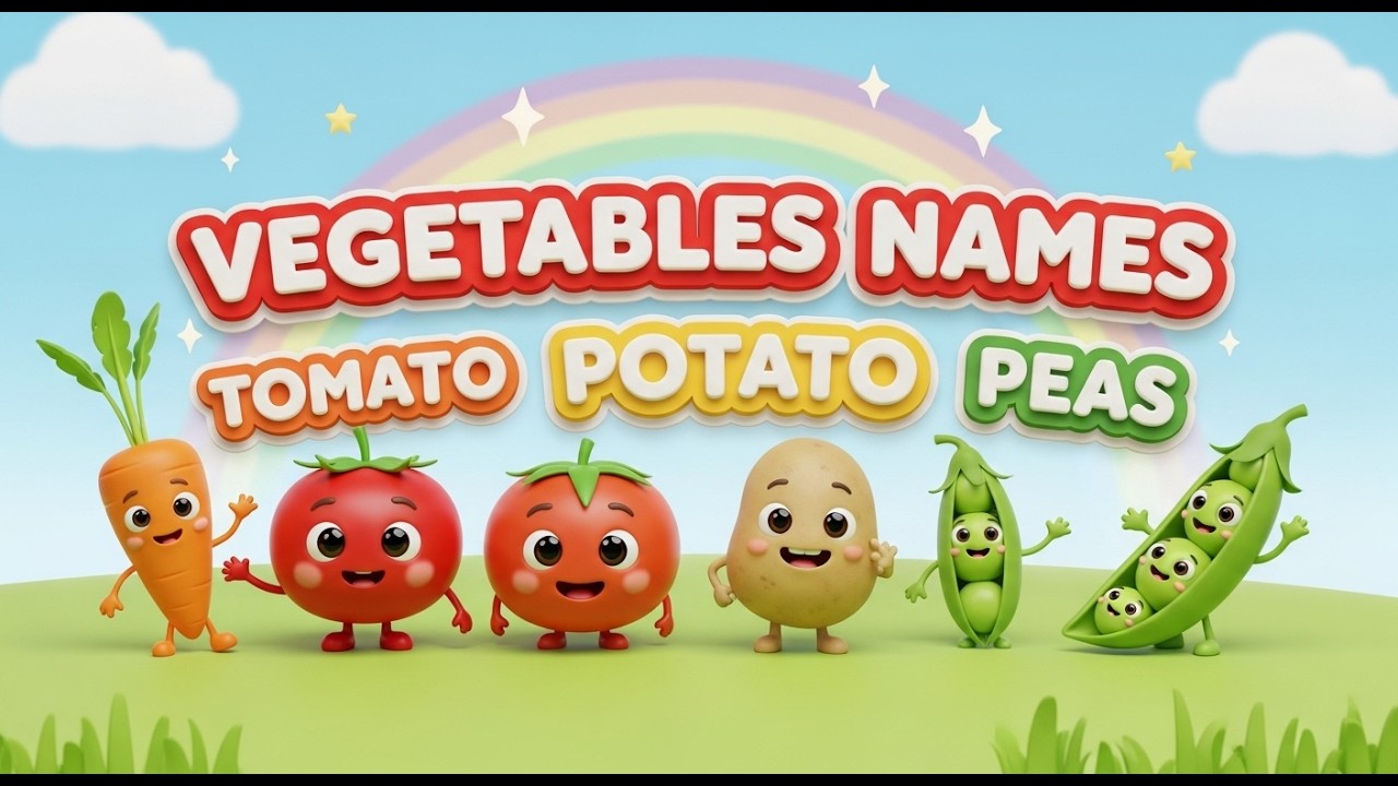 Veggie Fun Time 🥕🍅 | Colorful Vegetable Rhyme for Kids | 3D Cartoon