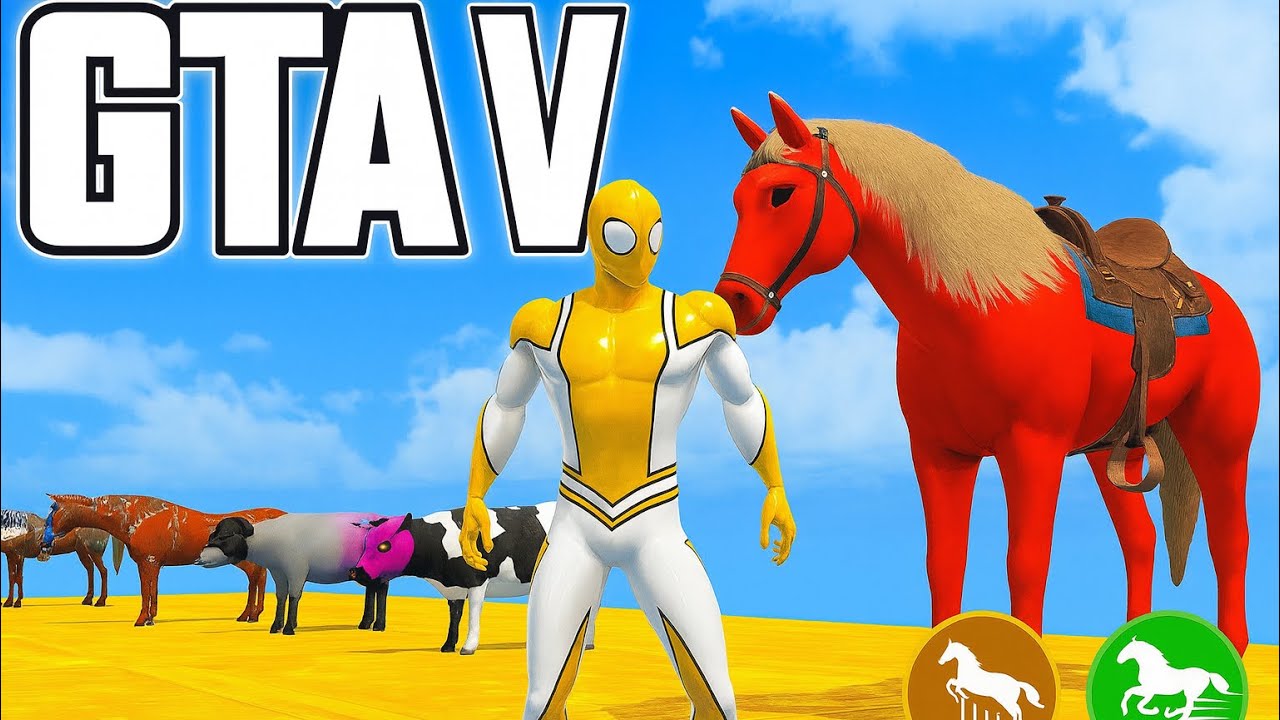 Spider-Man and horse race challenge on GTA V 
