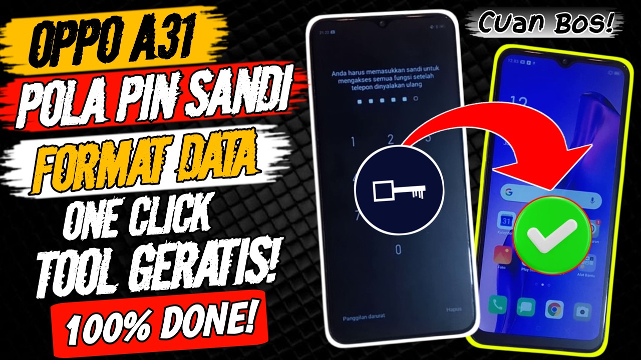UNLOCK OPPO A31 LUPA KUNCI POLA PIN SANDI‼️ DONE TOOL GERATISSS  ⁉️