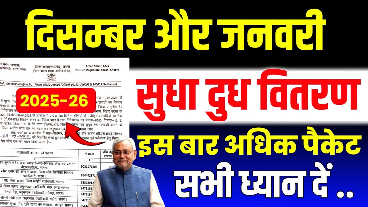 बिहार आंगनबाड़ी केदो में सुधा दूध की आपूर्ति शुरू। दिसंबर और जनवरी 2 मा का वितरण। ICDS से  पत्र 👆