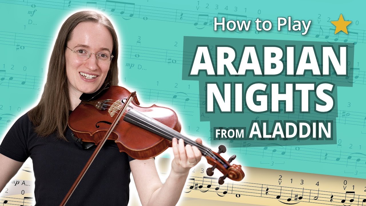 How to Play Arabian Nights from Aladdin | Beginner Tutorial | Violin Sheet Music + Accompaniment
