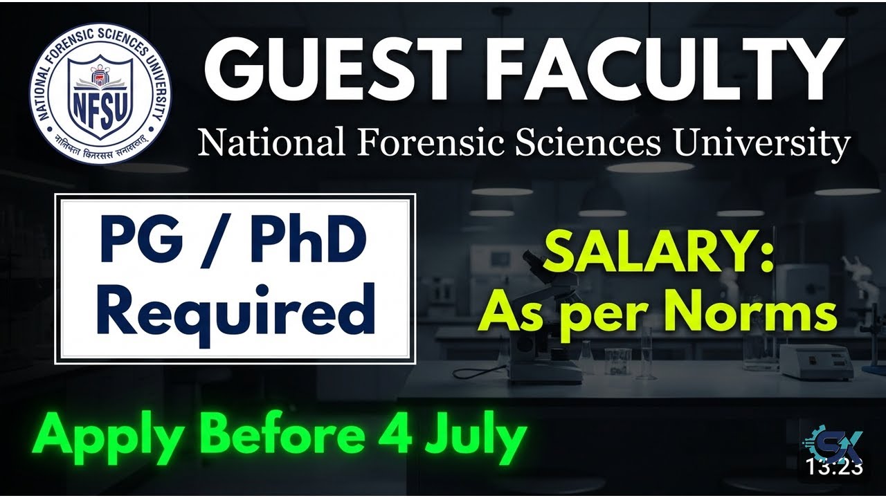 Tripura Govt Job 2026 📢 | NFSU Agartala Vacancy | Postgraduate, PhD | Apply Online