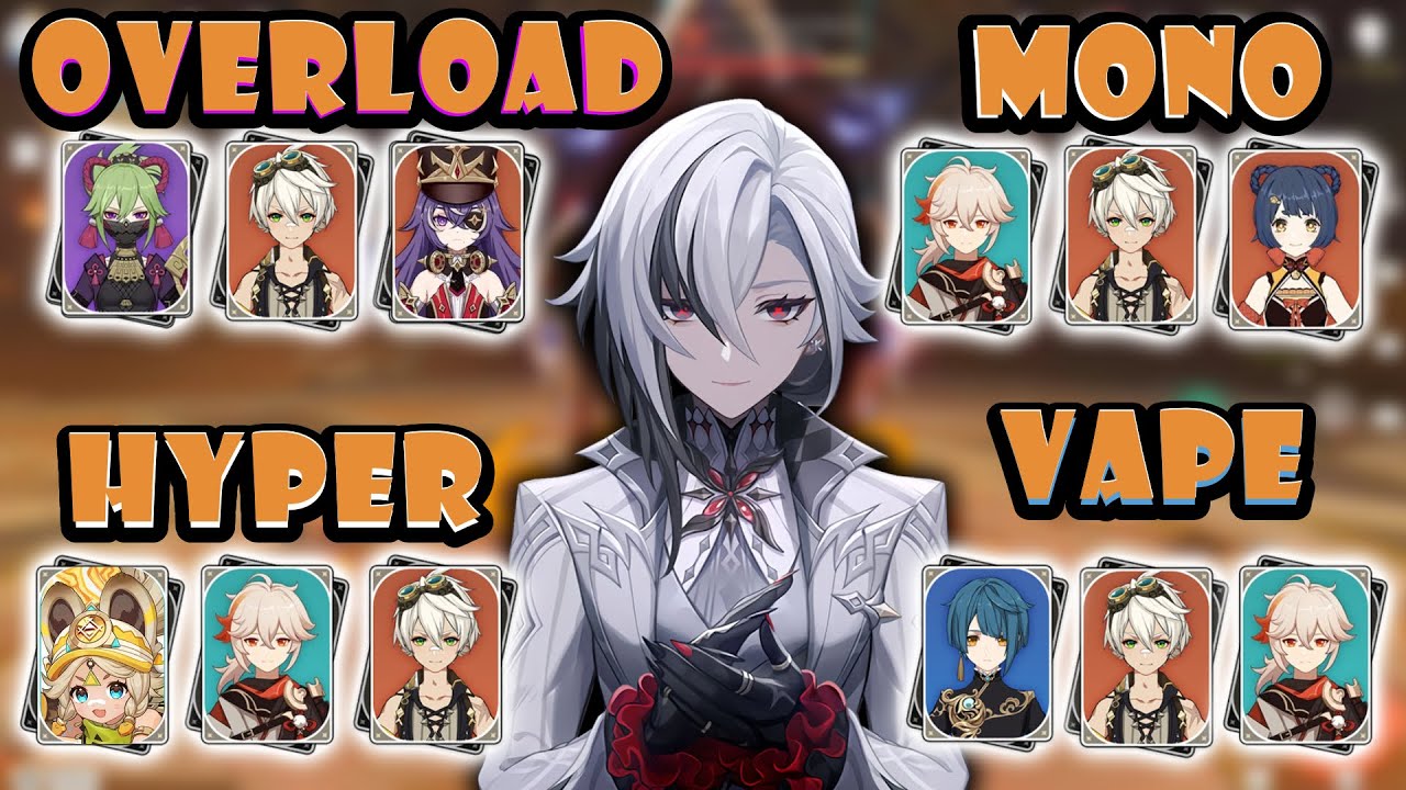 Vape vs Overload vs Mono Pyro vs Kachina Hypercarry |  Arlecchino Team Comparisons Genshin Impact