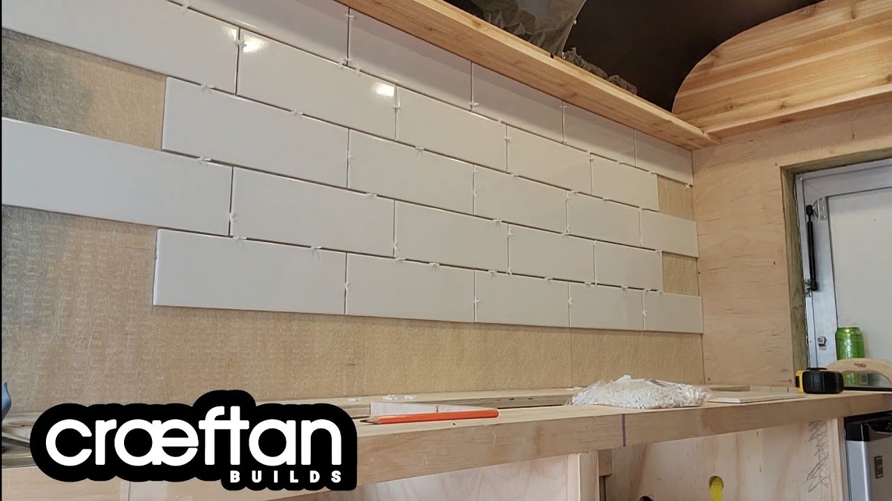 Tile Backsplash - Horse Trailer Conversion into a Coffee Trailer