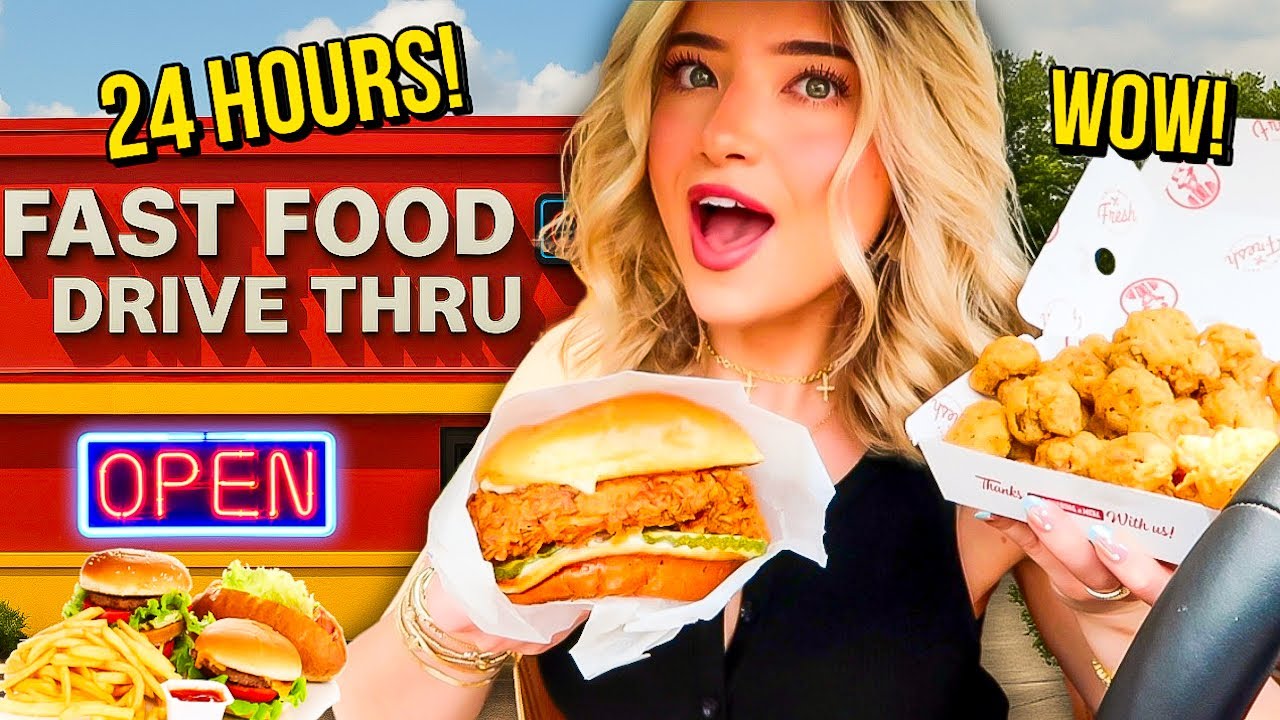 Eating Only NEWLY OPENED Drive Thrus IN MY CITY For 24 HOURS!
