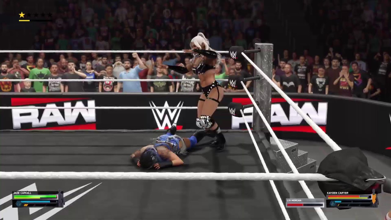 Wwe 2K25 RAW jade cargil vs kayden carter - Liv morgan at ringside
