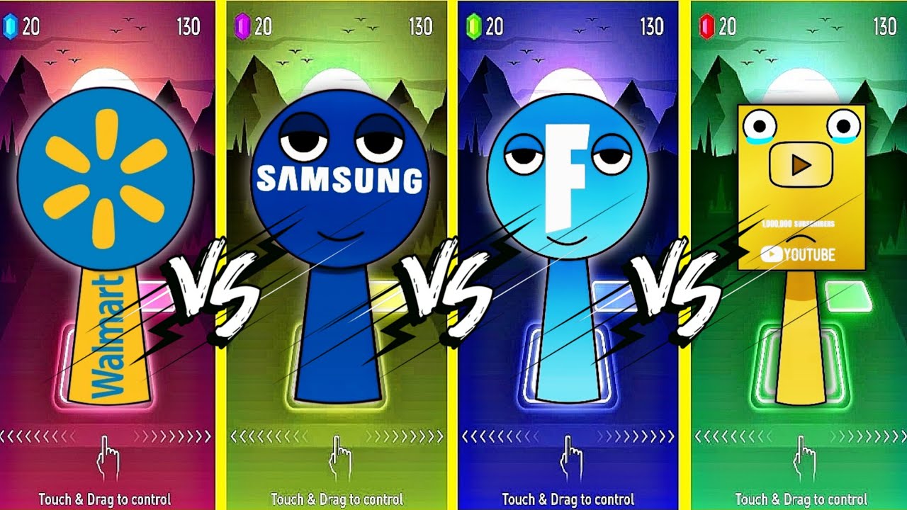 SPRUNKI OC WALMART🆚SAMSUNG 🆚 FORTNITE🆚YOU TUBE PLAY BUTTON COFFIN DANCE SONG IN TILES HOP