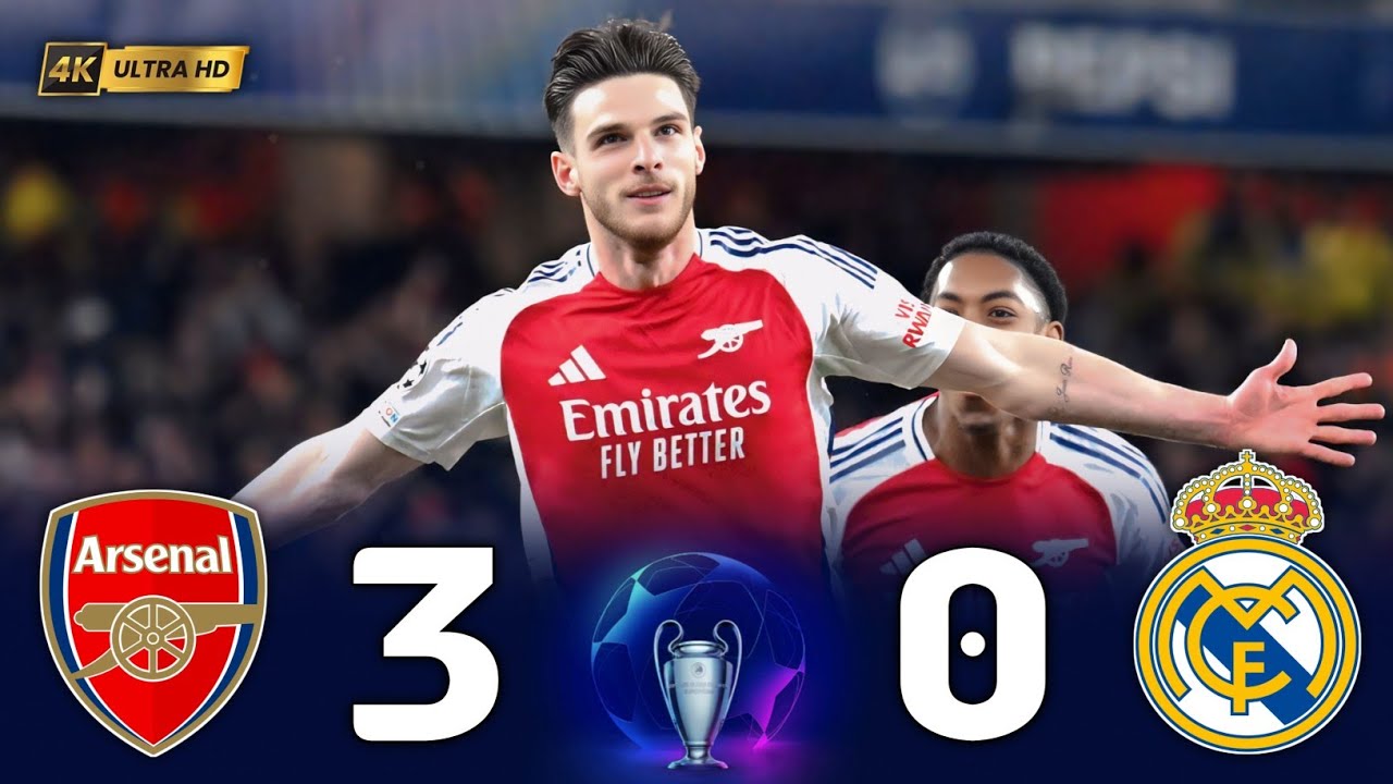 أرسنال (3-0) ريال مدريد ● ربع نهائي دوري الأبطال [2025]🥶 دكلان رايس يسحق ريال مدريد 