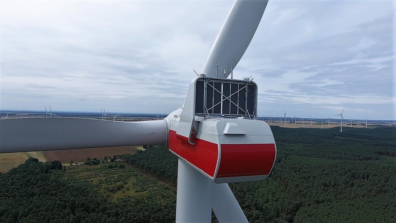 Vestas V126 Windkraftanlage aus der Luft, Dji Phantom 4 Drohne