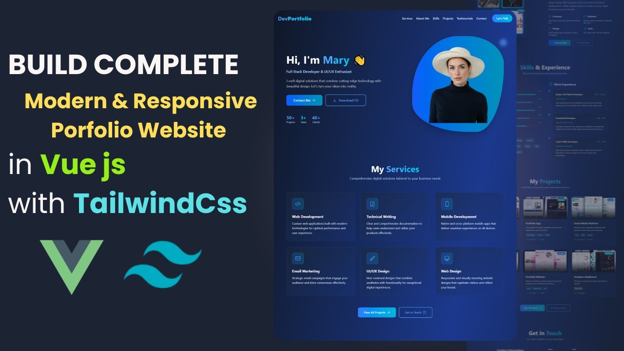 Complete Modern & Responsive Portfolio Website in Vue js with Tailwind Css